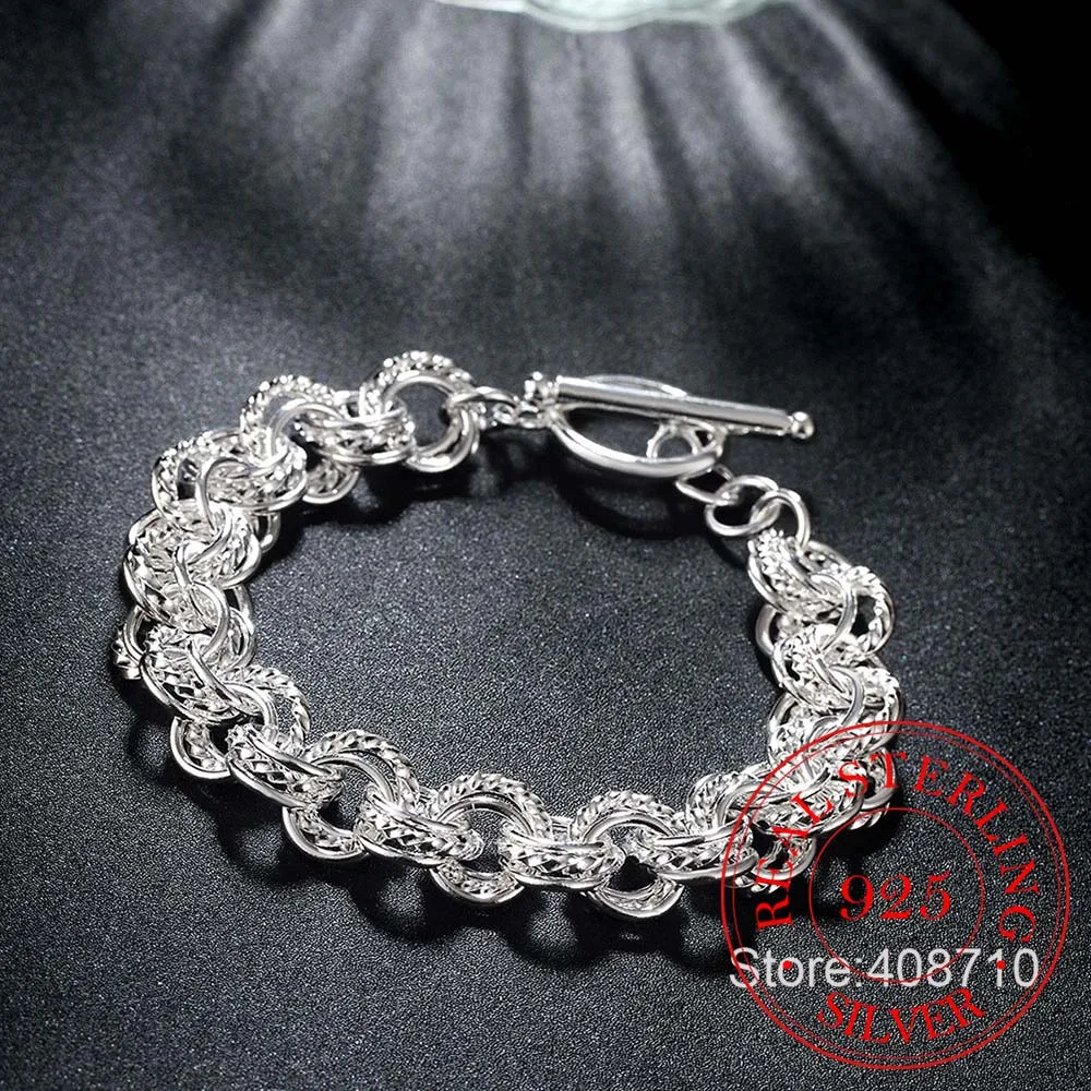 Элегантный 925 стерлингового серебра браслеты и для женщин ювелирные изделия