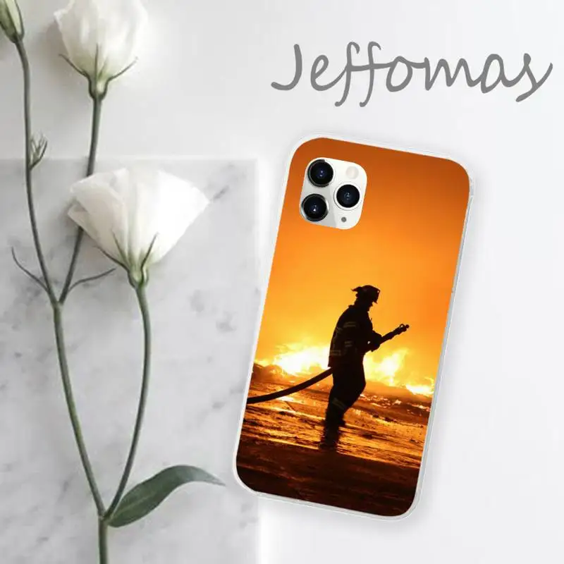 

Firefighter Heroes Fireman Phone Case Transparent for iPhone 11 12 mini pro XS MAX 8 7 6 6S Plus X 5S SE 2020 XR
