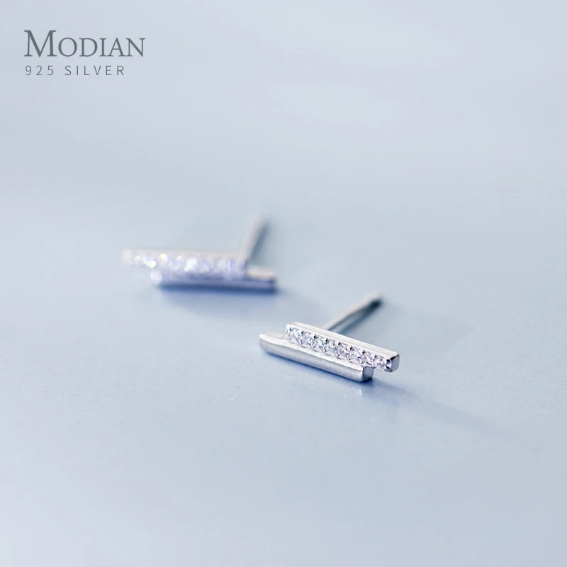 Modian минимализм маленький циркон серьги гвоздики для женщин крошечные летние