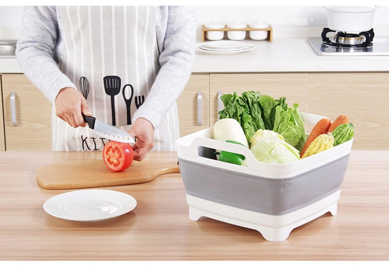 Пластиковая корзина для мытья овощей, фруктов, складная кухонная раковина, дуршлаг, умывальник для кемпинга, рыбалки, чистящие инструменты, аксессуары для улицы
