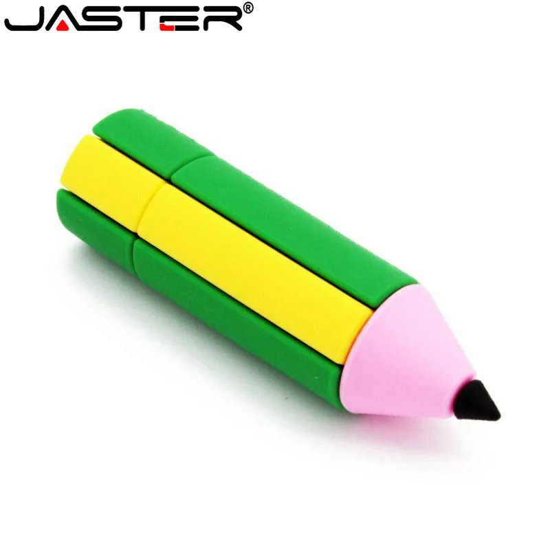 JASTER флеш-накопитель 64 ГБ, мультяшная флешка, силиконовый карандаш, 4 ГБ/128 ГБ, флеш-диск USB 2,0, флеш-карта памяти, мини-флешки