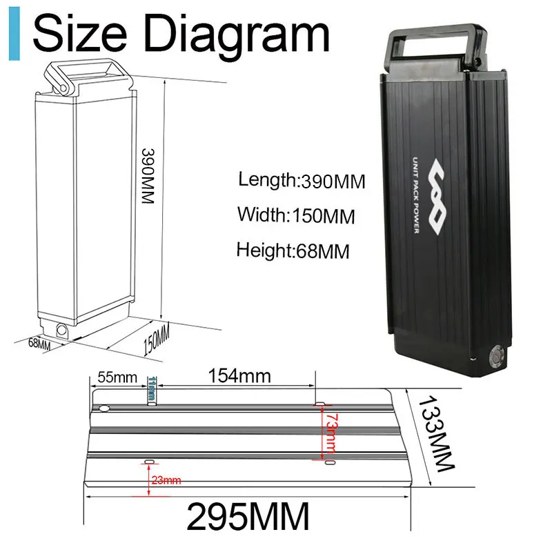 Аккумуляторная батарея для электровелосипеда 48 В 18 Ач 36 15 24-28 дюймов двухслойный