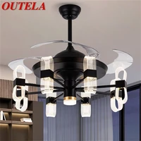 outela new ceiling fan light invisible lamp with remote control modern led for home living room 110v 220v