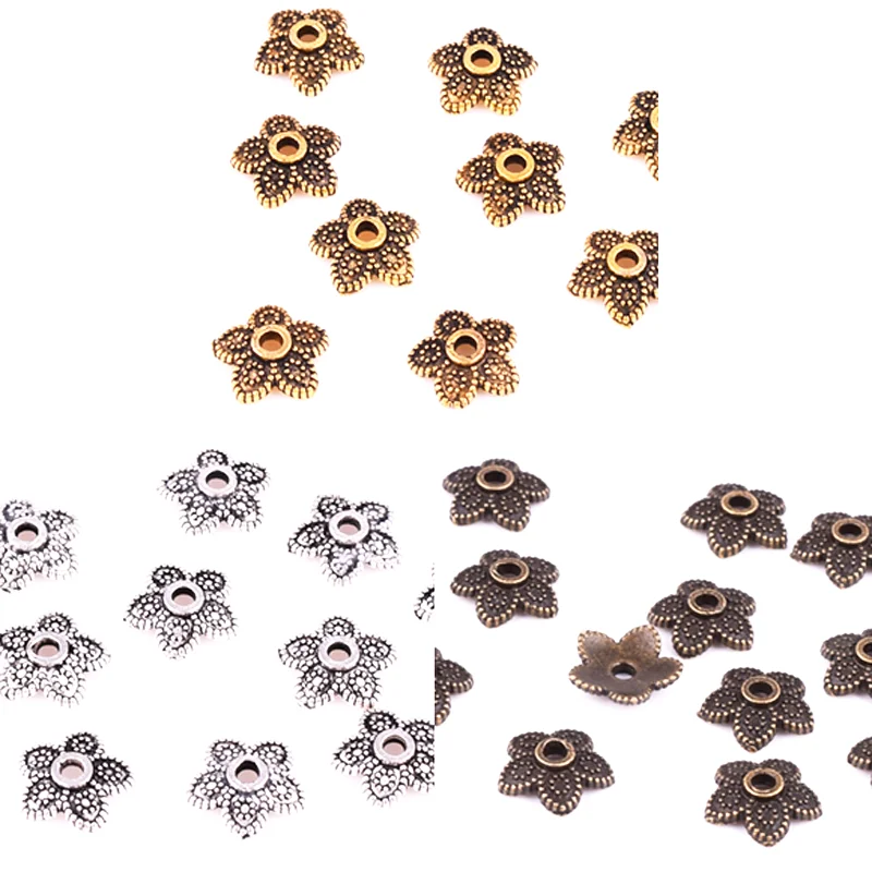 120 шт. тибетские серебряные/Золотые/бронзовые цветы Маленькие искусственные