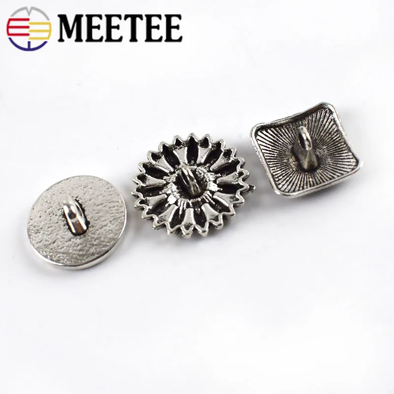 50 шт. Ретро цветок металлические пуговицы Античный Серебряная кнопка для джинсов