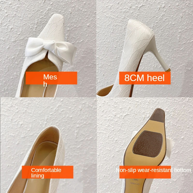 

2021 New Womens High Heels Bow Knot Square Toe High Heels Fashion Officeshoes Stilettoparty Shoes Women Comfortable High Heels