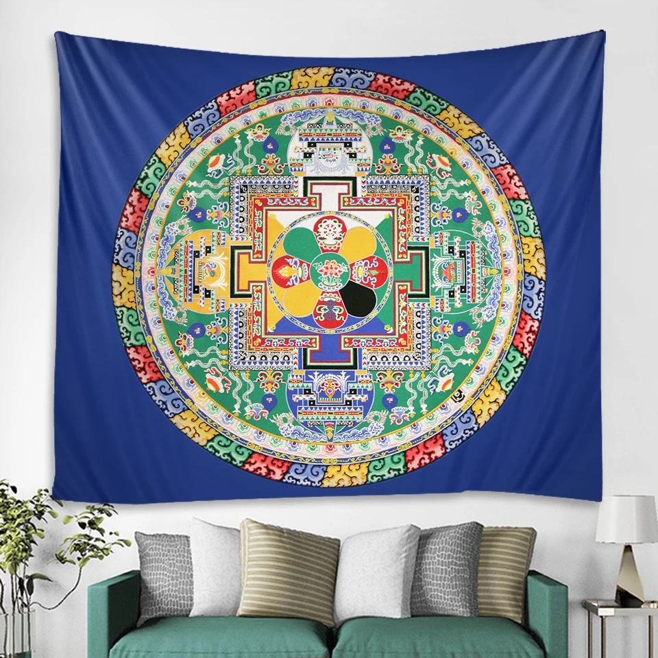 Гобелен с рисунком мандалы искусственная кожа стиль хиппи богемный мягкий диван