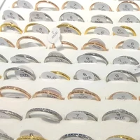 50pcs Gold Color Silver Color Rose Gold Color Sanding Stainless Steel Rings 2mm Width Valentine's Day Gift Mixed Size For Women