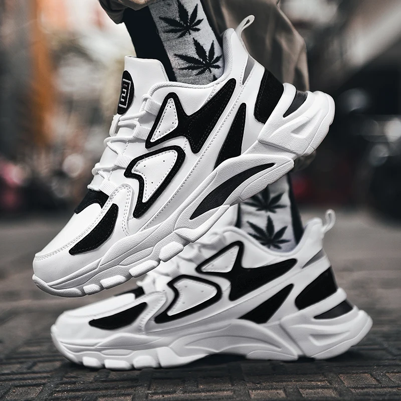 

Мужские кроссовки на толстой подошве, белые кроссовки с вулканизированной подошвой, спортивная обувь для улицы, обувь для тренировок и бега...