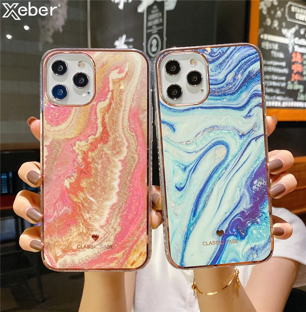 Роскошный Мраморный Агат чехол для телефона iPhone 12 12Pro Max Mini XR 11 Pro XS MAX 7 8 Plus X SE