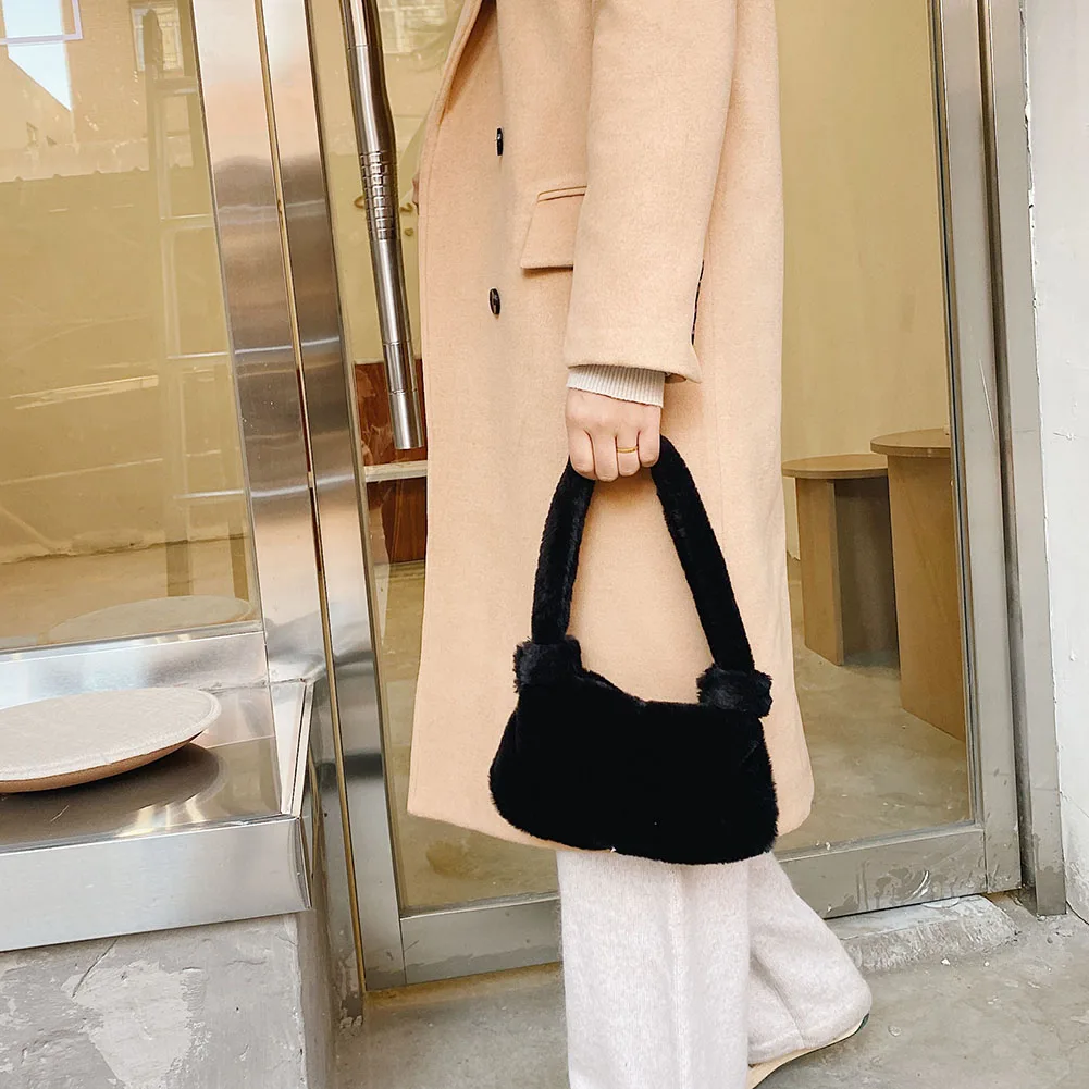 

Cow Printed Shoulder Messenger BagSimple Retro Top-handle Plush Fashion Casual Women Handbags Totes Clutch Bag