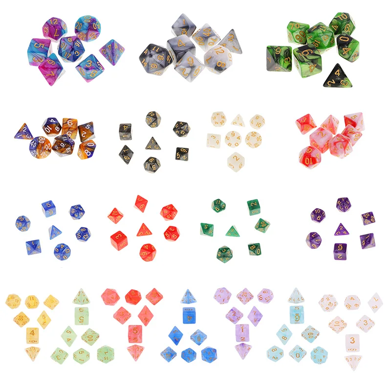 7Pcs Polyhedral Dice Double-Colors Board Game for RPG DND MTG D20 D12 D10 D8 D6 D4 Table | Спорт и развлечения