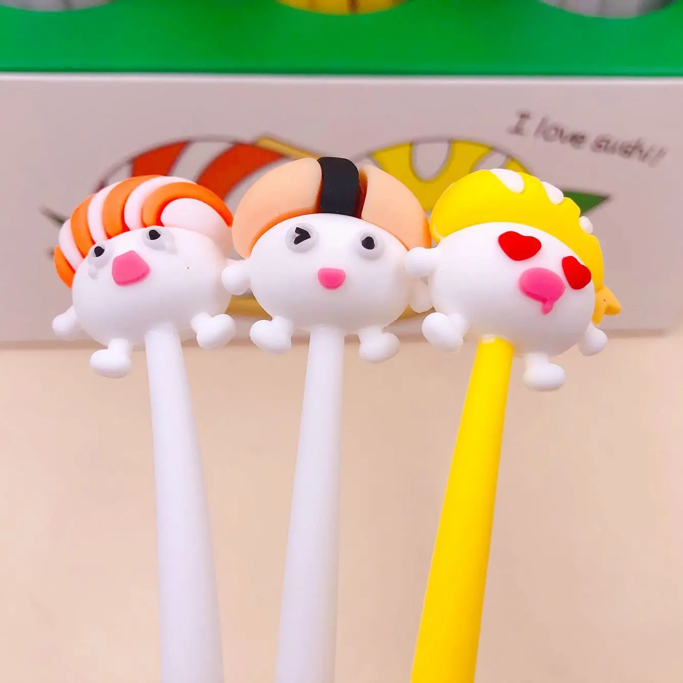 

48pcs Gel Pens Salmon sushi black colored kawaii gel-ink pens pens for writing Cute stationery office school supplies 0.5mm