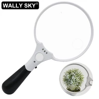 2x 4x 25x handheld magnifier 137mm large size handle magnifying glass illuminated by led lights for reading collection studying