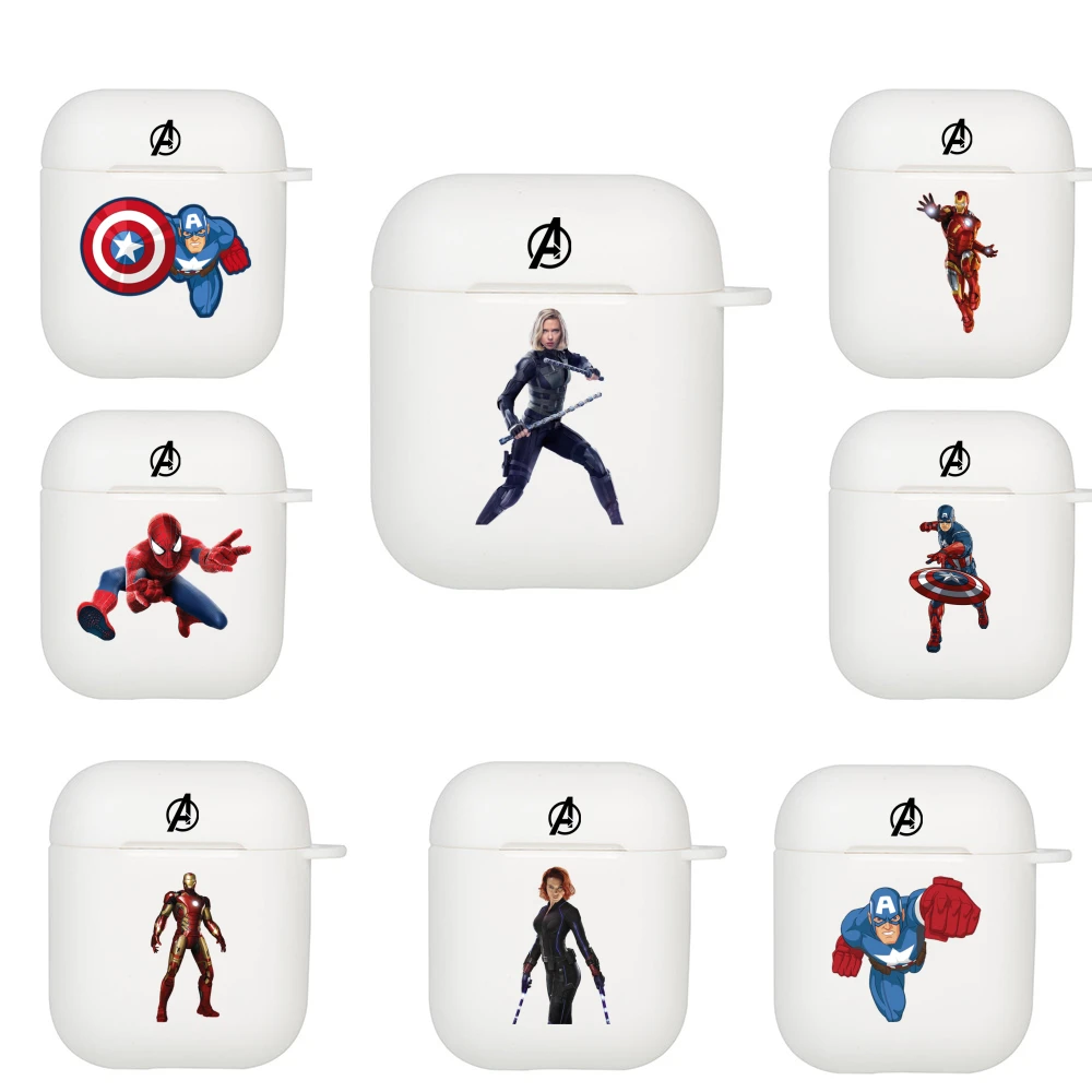 

AirPods 1 2 White Case Luxury Cartoon Protective Cover Marvel Avengers Infinity War Spider Man