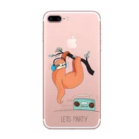 animal yoga sloth cute cartoon phone case transparent soft for iphone 5 5s 5c se 6 6s 7 8 11 12 plus mini x xs xr pro max