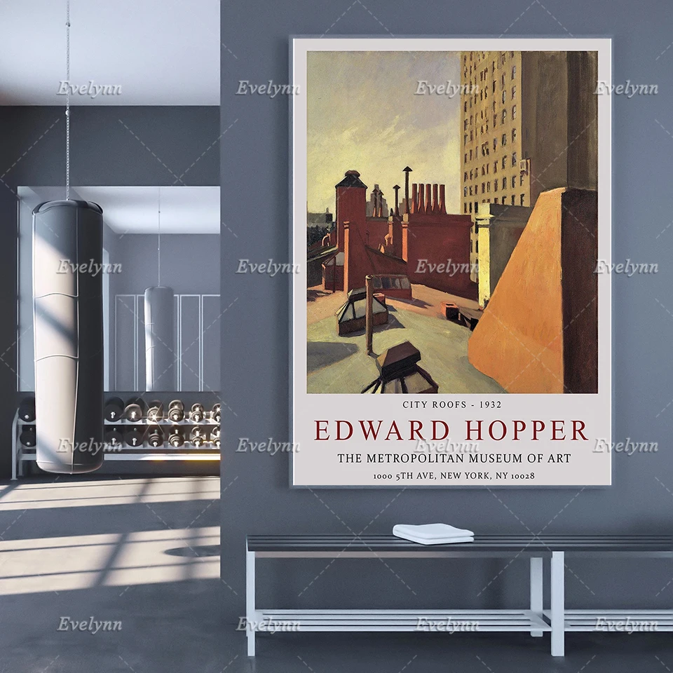 Выставочный плакат Эдварда Хоппер крыши города Настенный декор реализм