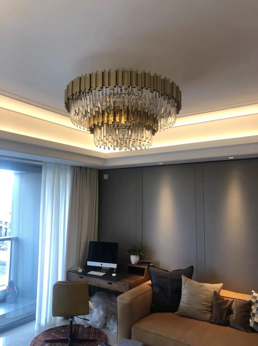 Светодиодная постмодернизированная круглая хрустальная люстра из нержавеющей