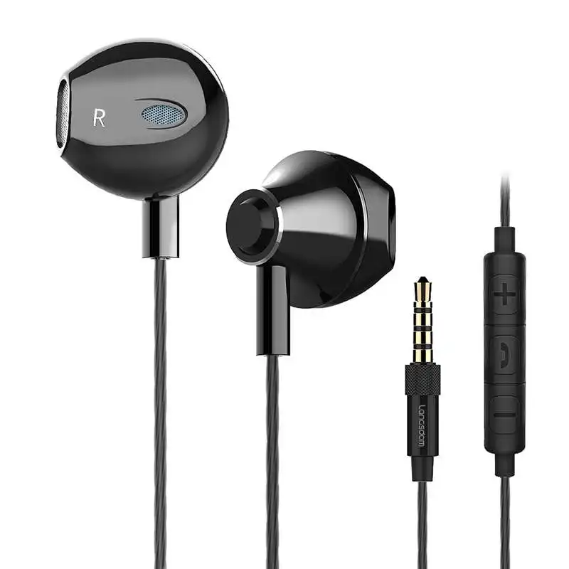 Black with volume Langsdom металлические наушники с микрофоном 3,5 мм Проводная стереогарнитура Hifi в ухо наушники для телефона Xiaomi - Цвет: Black with volume