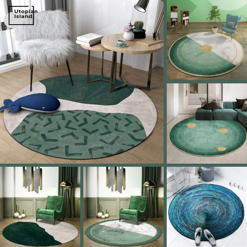 Green Rugs For Living Room Marble Carpet Nordic Rug 3D Round Carpets For Bed  Room Modern Floor Mat For Room Decoration Teenager - AliExpress