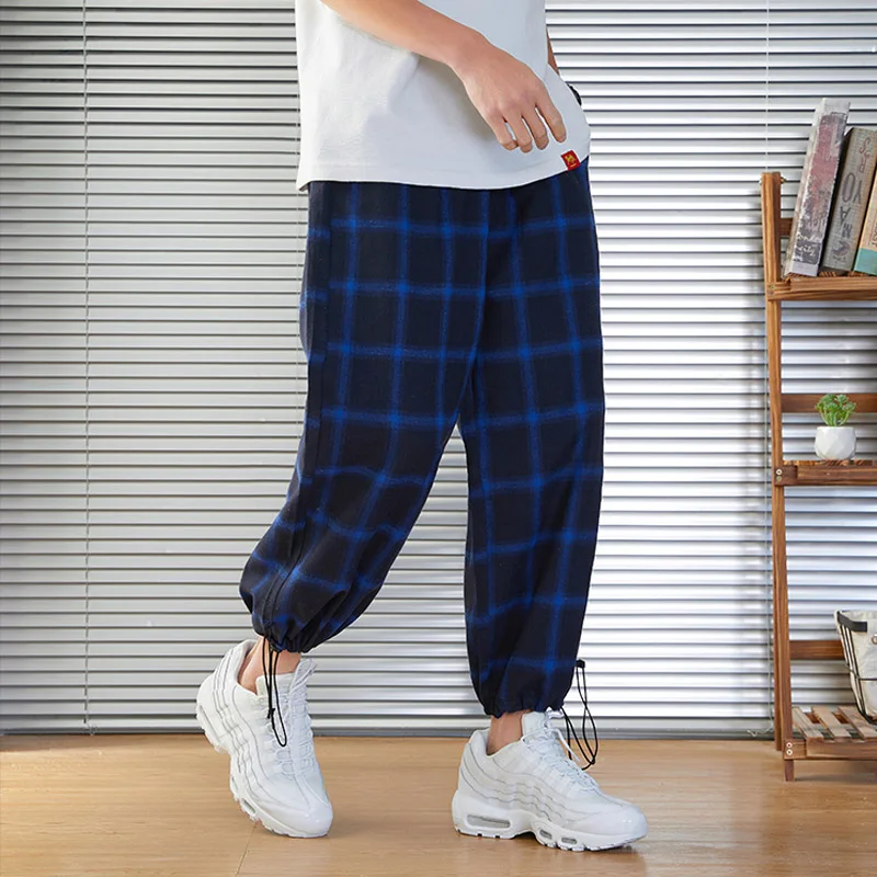 Мужские тренировочные брюки клетчатые уличные джоггеры мужские хлопковые