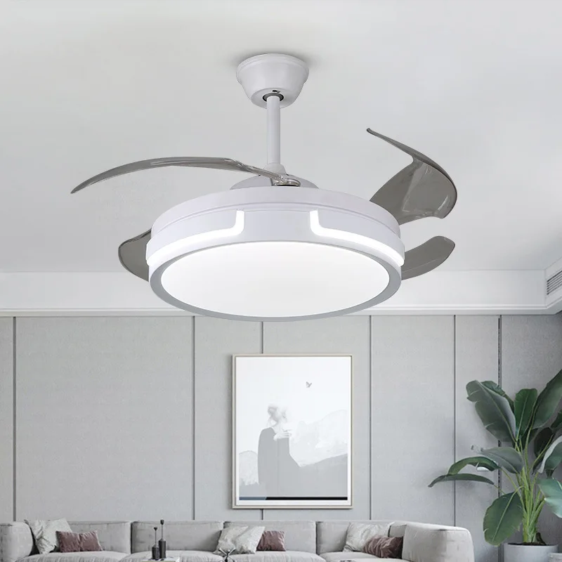 

Invisible Ceiling Fan With Remote Control 42 Inch 72W LED Lights Variable DC Motor Speed Adjustable Reverse Function
