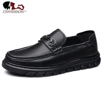 mens shoes soft bottom soft leather peas shoes slip on shoes mens leather shoes middle aged leather casual leather shoes