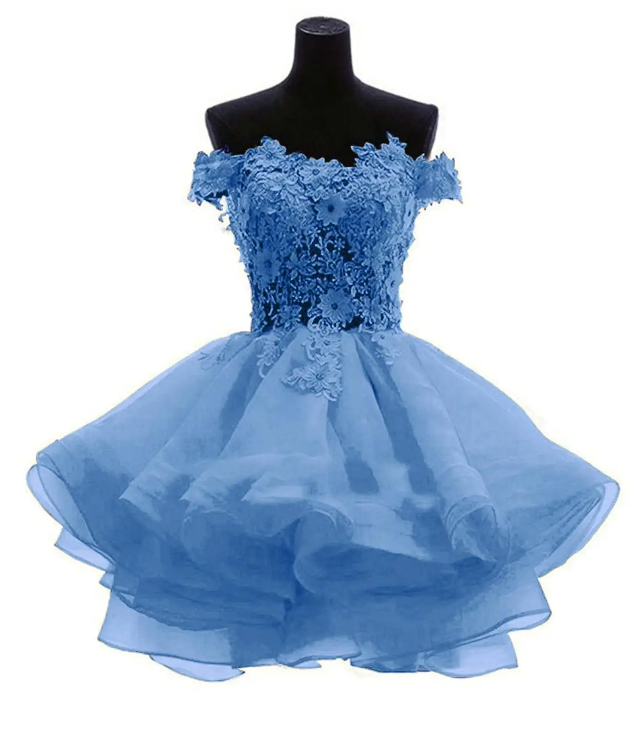 Blue Кружевные короткие Роскошные вечерние платья, короткие, расшитые бисером, Элегантное коктейльное платье, халат из органзы, Коктейльные халаты - Цвет: Blue