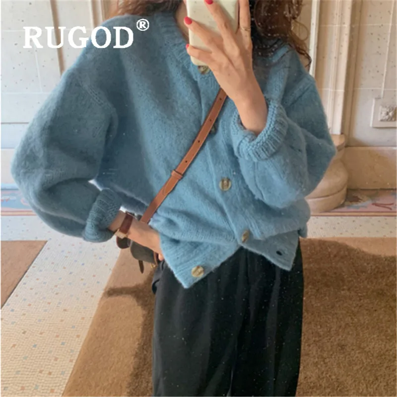RUGOD Sweet Knitted Cardigan O-neck Kawaii Sweater Womens Sweaters 2019 Winter Tops For Women Knitwear Fashion Cute |