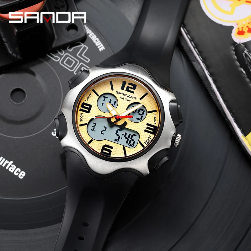 

Sanda Sport Digital Watch Student Fashion Electronic Clock Outdoor Men Large Dial Luminous Multi-function Wristwatch Waterproof