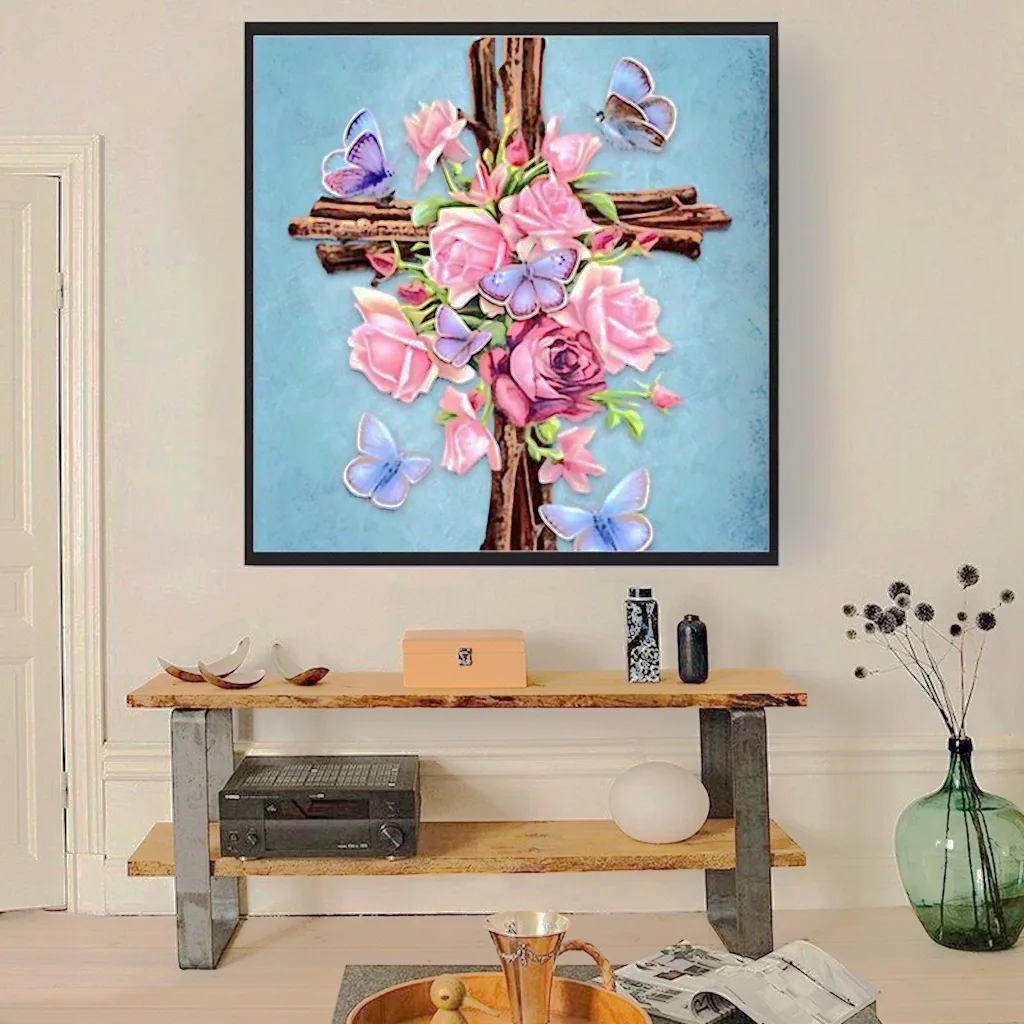 

5D DIY Diamond Painting "Religious Flowers and Crosses" series full diamond embroidery cross stitch inlay kit Home Deco Art Gift