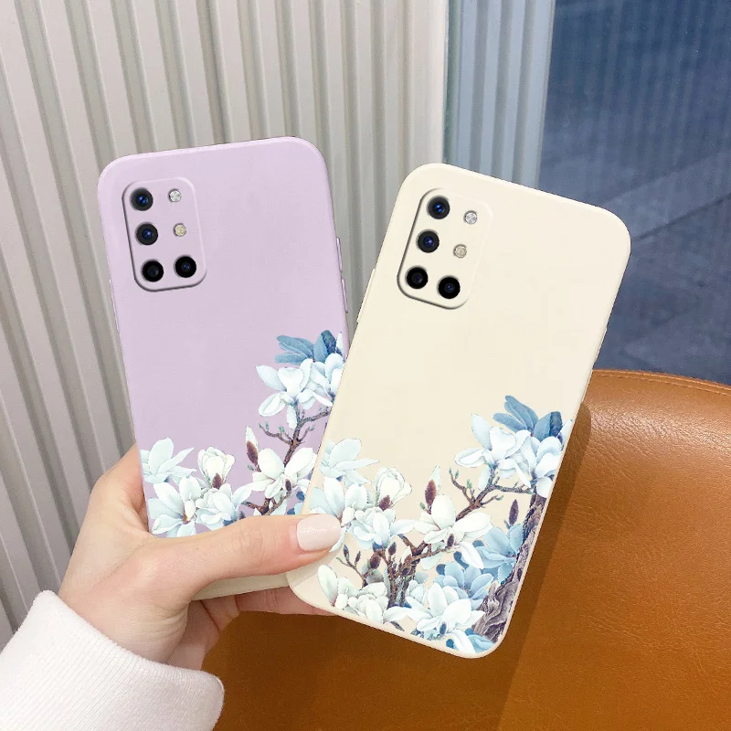 

For Oneplus 8t Case White Lily Camera Lens Protection Liquid Slicone Phone Cover 9 9pro 9r pro Shockproof Soft Case Funda