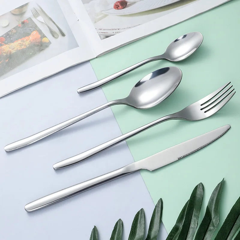 

Dinnerware Set Luxury Cutlery 430 Steel Set Quality Tableware Knives Forks Dining Dinner Set Western Food Restaurant Wholesale