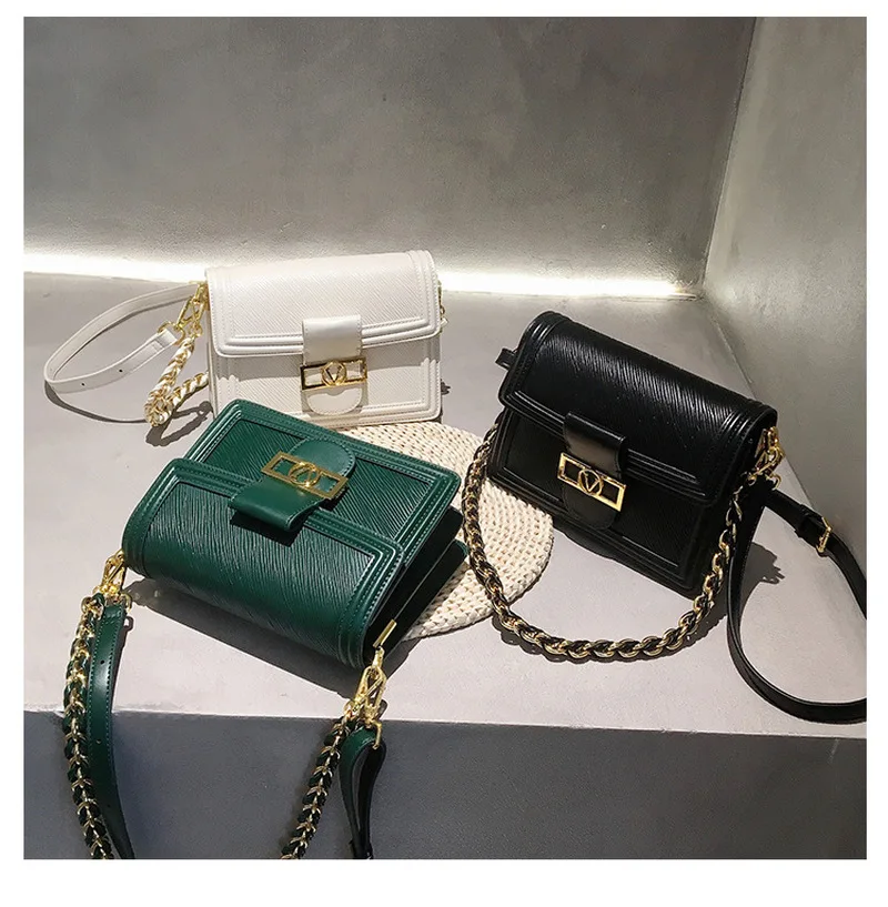 

European and American retro new fashion leather parker rivet bag small ck color matching messenger shoulder chain bag female