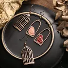 Серьги-подвески в виде птичьей клетки женские, Винтажные висячие украшения с подвеской под розовое золото, вечерние ювелирные изделия
