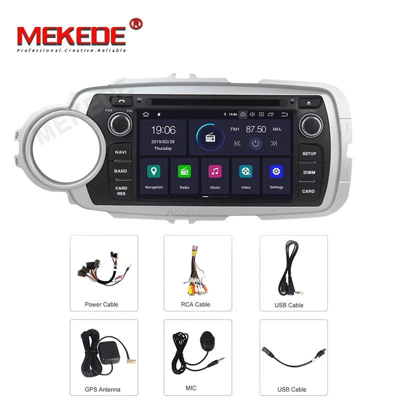 MEKEDE 4G ram 32G rom Android 9,0 автомобильное аудио-радио кассета для Toyota Yaris 2012- с gps Навигатор Радио ipod