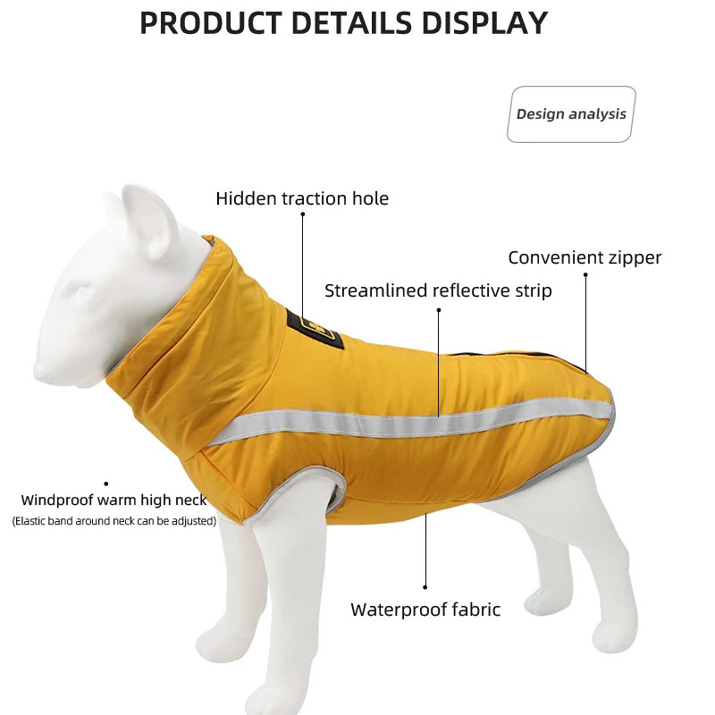 Большая куртка для собак зимняя теплая Светоотражающая одежда Лабрадора