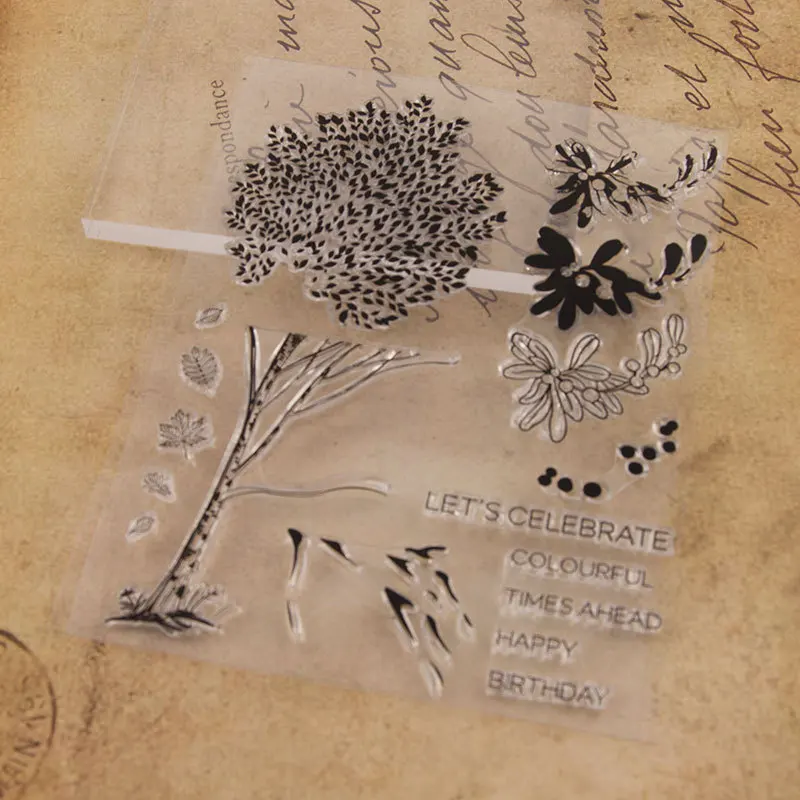 Дерево и лист прозрачный значок для DIY Скрапбукинг/изготовление карт|Штампы