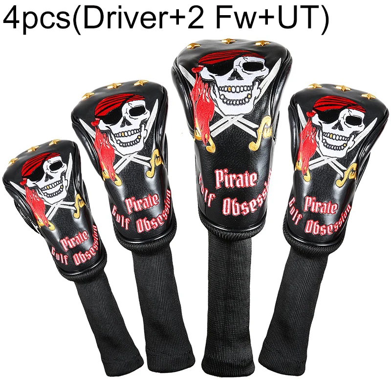 4pcs Siranlive пиратский#1,#3,#5 H гольф Headcovers 4 шт./компл. 460CC драйвер/Фервей древесина/Гибридный чехол из искусственной кожи повязки на голову, комплект - Цвет: 4pcs