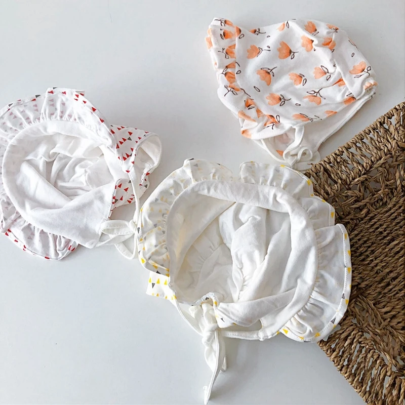 

Baby Girl Lace Cotton Hat Toddlers Sun Protection Cap Soft Suck Sweat Cotton Cap