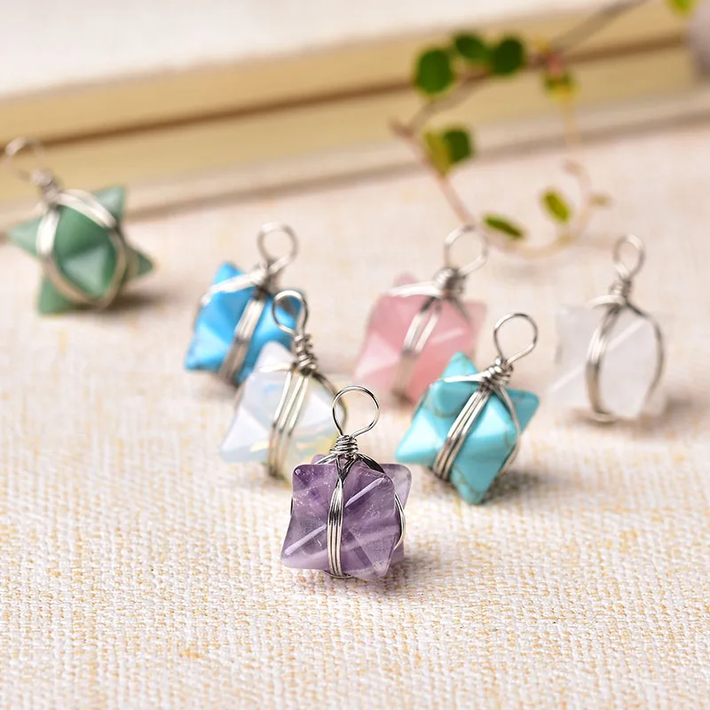 1 шт. модный простой натуральный кристалл кварца Меркаба кулон камень маятник