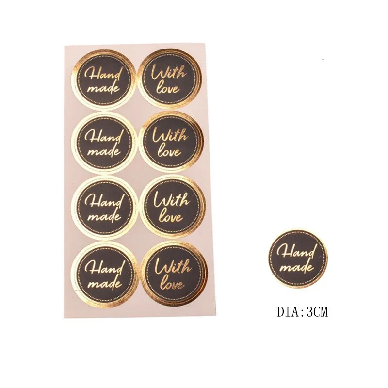 

80pcs black hot stamping round baking sealing stickers 3cm for envelope gold sealing labels