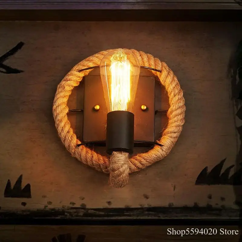 Винтажный светодиодный настенный светильник из пеньки Эдисона для лестницы