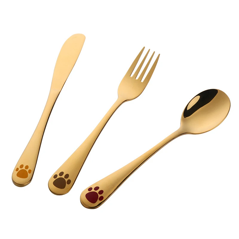 Комплект из 3 предметов нержавеющей стали столовые приборы для детей нож вилка