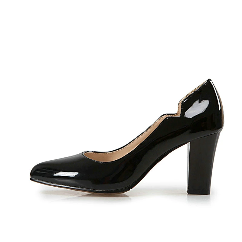 Женская обувь на высоком каблуке Модная квадратным каблуком с круглым носком