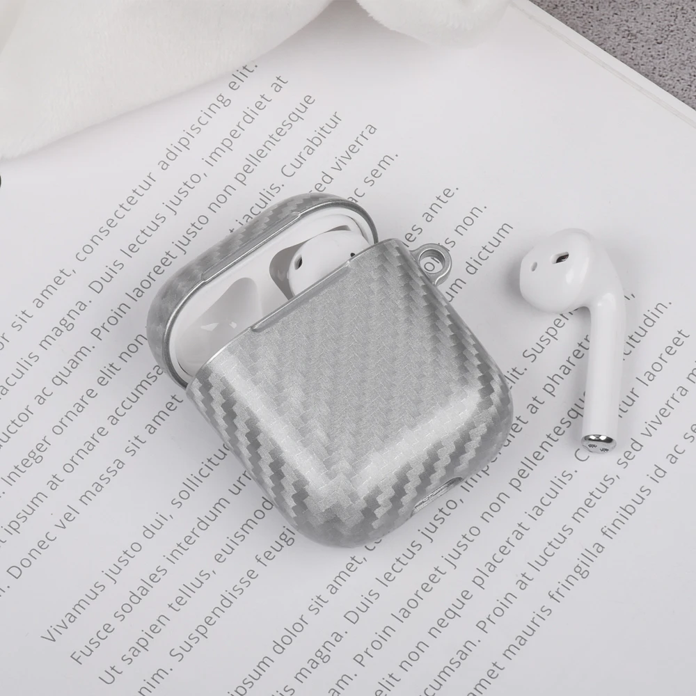 Чехол для наушников Airpods 1 2 противоударный жесткий защитный чехол из углеродного