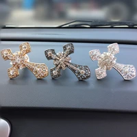 1pc car ornament crystal cross jesus air freshener diamond automobiles interior decoration vents perfume clip diffuser