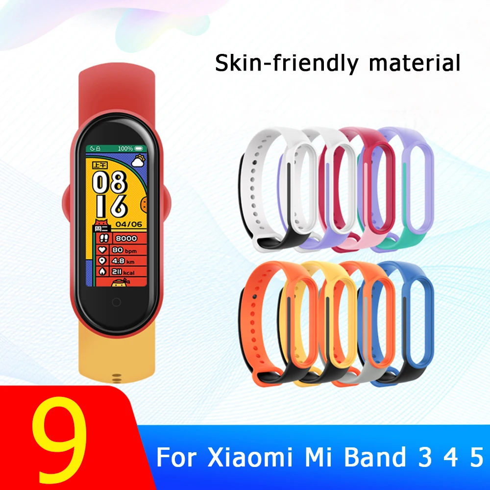 

Silicone Watch Strap for Xiaomi Mi Band 6 5 4 3 Wristband Smartwatch Band Bracelet Wriststraps MiBand Double-color Accessories