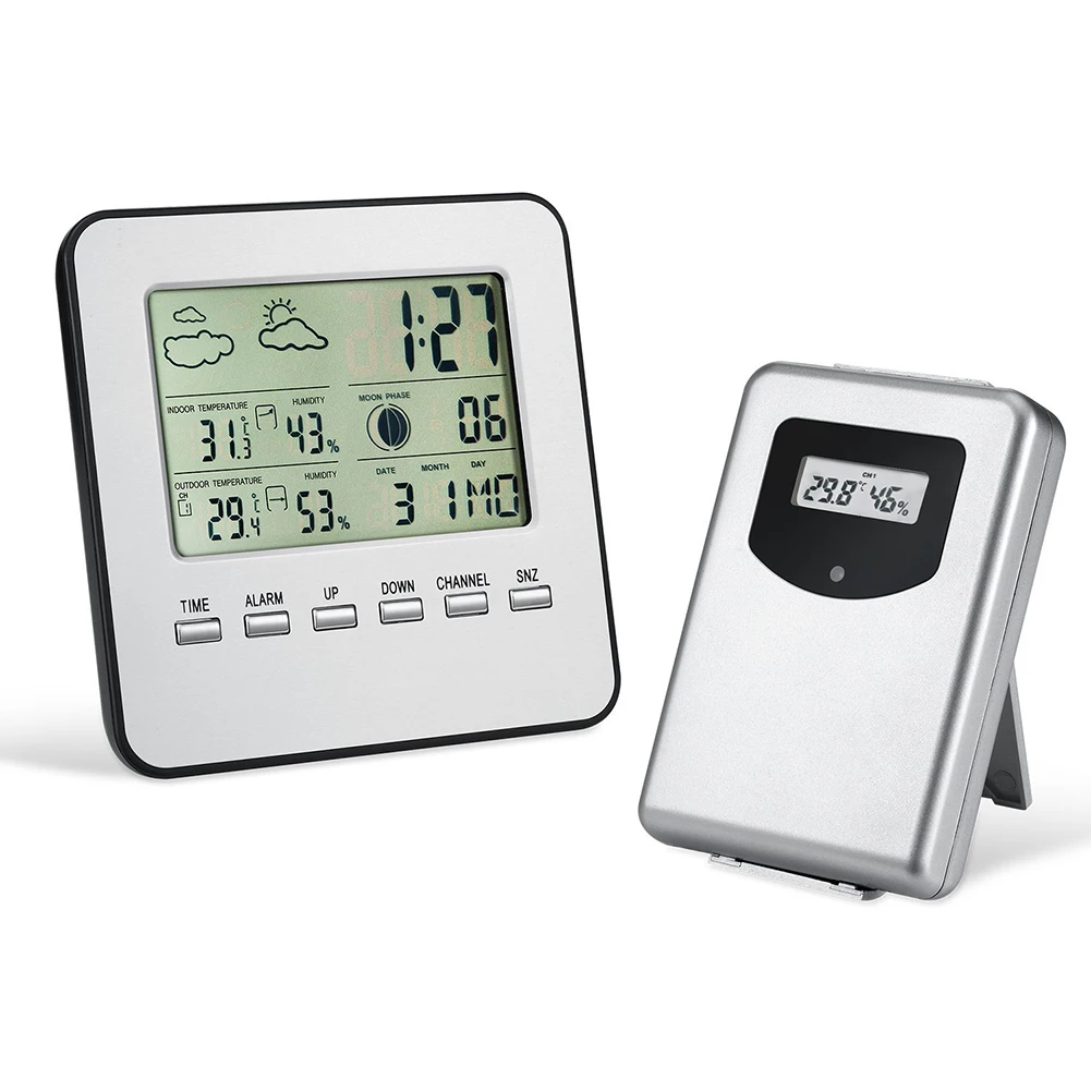 

LCD Electronic Digital Temperature Humidity Meter Thermometer Hygrometer Indoor Outdoor Weather Station Clock