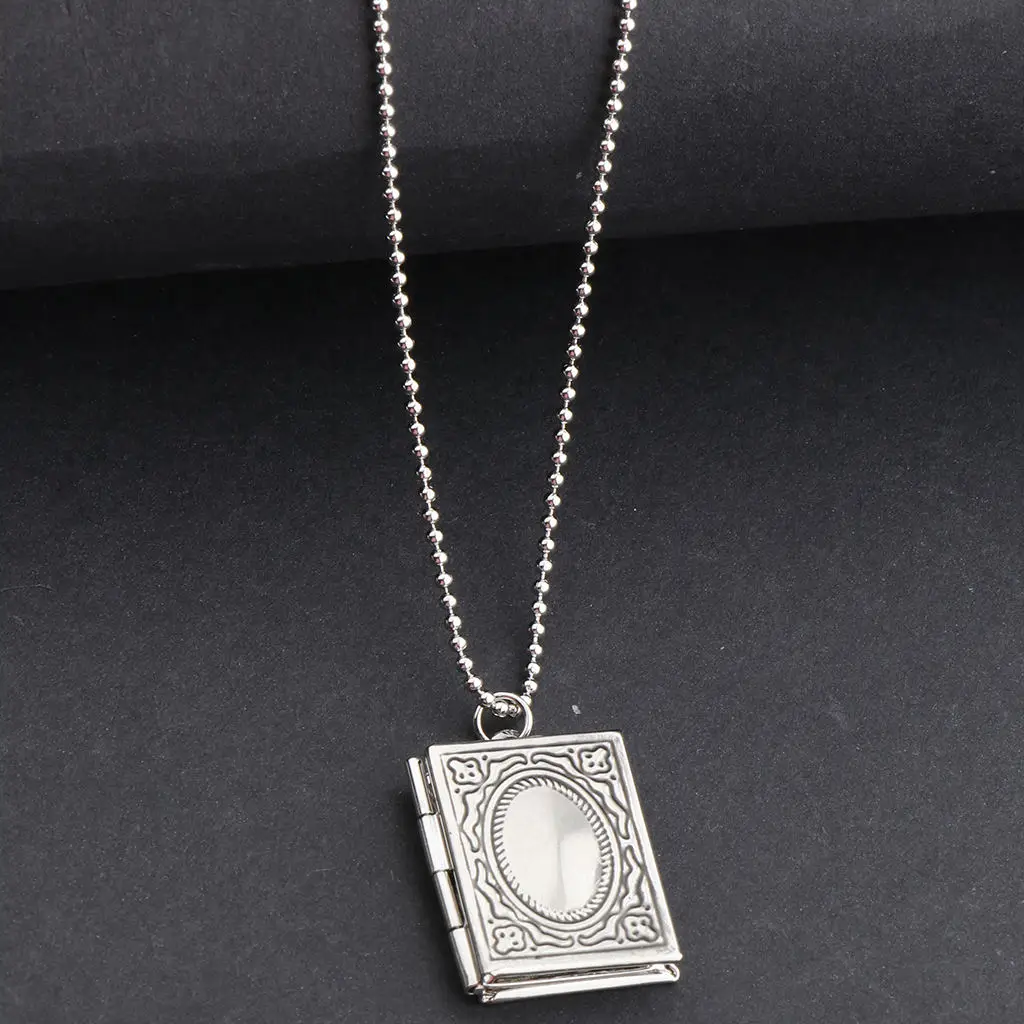 

Phenovo-Brass Square Openable Photo Lockets Phase Box Pendant Necklace Memorial